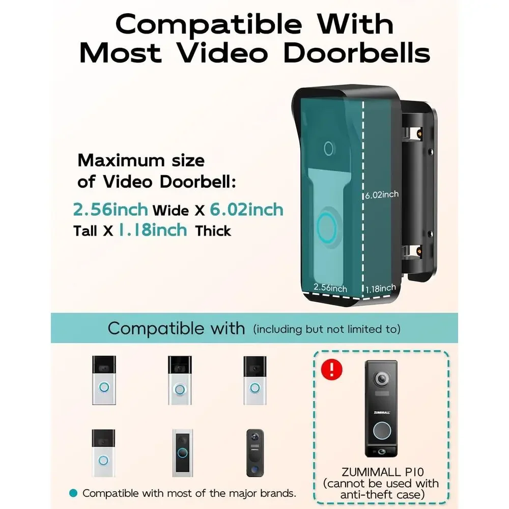 ZUMIMALL Adjustable Angle Video Doorbell Mount, Adjust 90 Degrees Wireless Camer